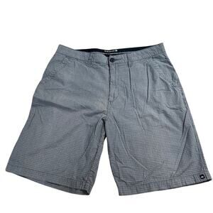 Quiksilver Men's Chino Shorts Size 34 Gray Black Check Print Cotton